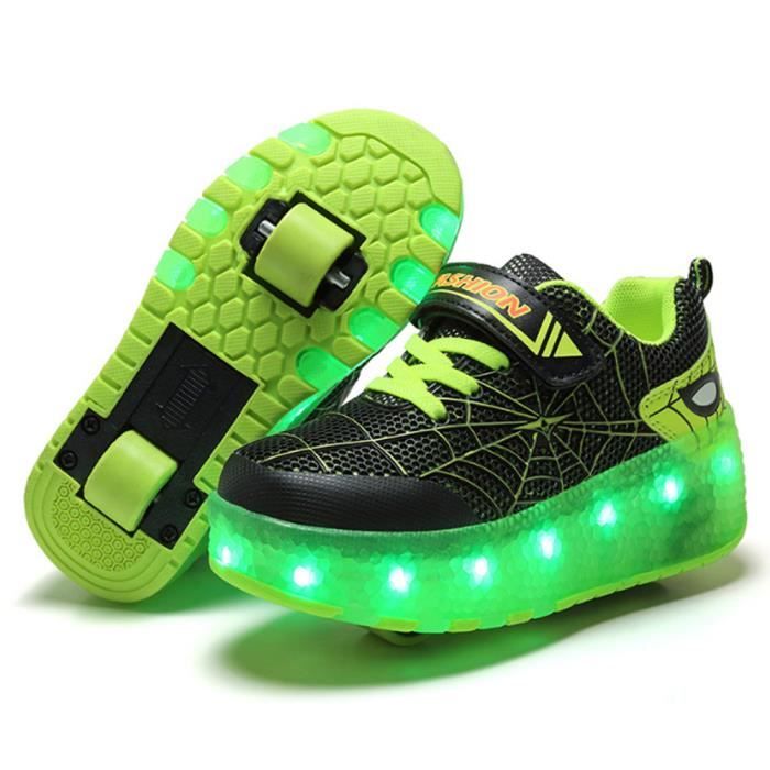 Unisex Enfants LED Chaussures à Skates avec Roues LED Clignotante Baskets Mode Chaussures de Sport Entraînement Sneakers Rétractable Technique Skateboard Chaussures pour Garçon Fille