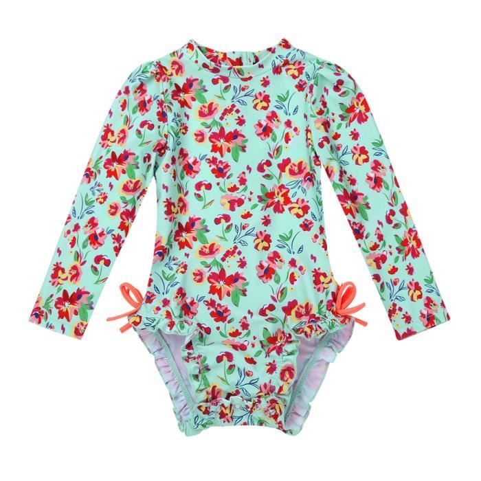 Freebily Maillot de Bain 1 Pi ce B b Fille Tankini Floral Body