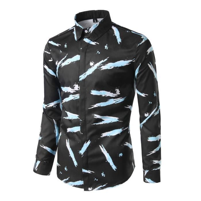 Chemise Homme Tendance Mode Cool ZGEER Manches Longues Bleu Bleu Cdiscount Pret a Porter