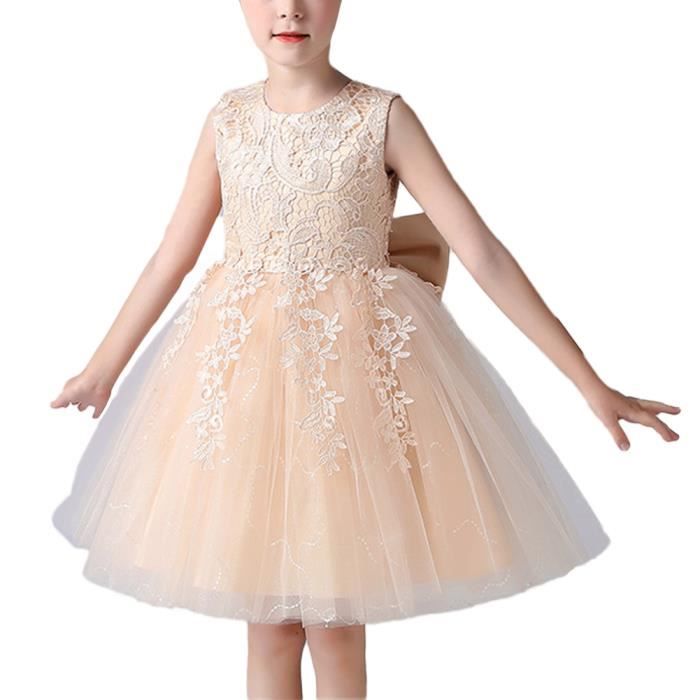 Bebe Filles Robe de Princesse 4 15 Ans Enfants Robes de Demoiselle d honneur de Mariage Tulle Robe elegante sans Manches Couleur B Couleur b Cdiscount Pret a Porter