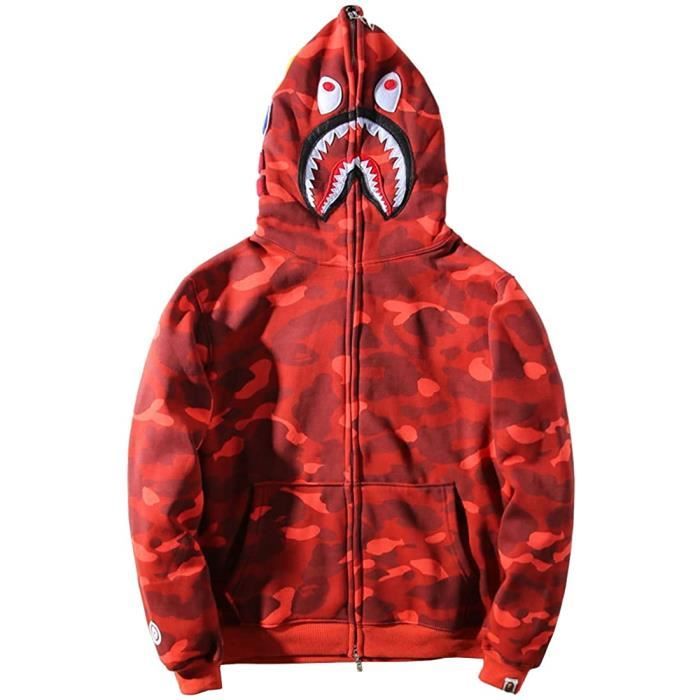 Bape Sweat a Capuche Bape Shark Homme Pull Hoodie Rouge Cdiscount Pret a Porter