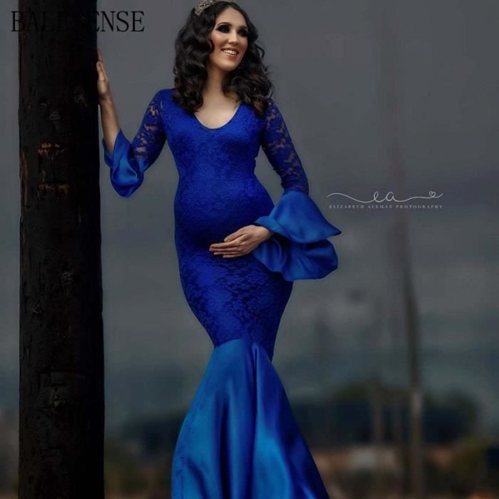 Robe de Maternit?� - en dentelle ?�l?�gante pour s?�ance Bleu - Cdiscount Pr??t-?�-Porter