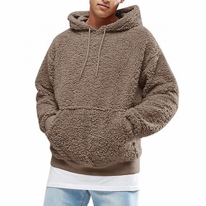 Pull capuche en polaire Sweatshirt homme pull en peluche chaud d