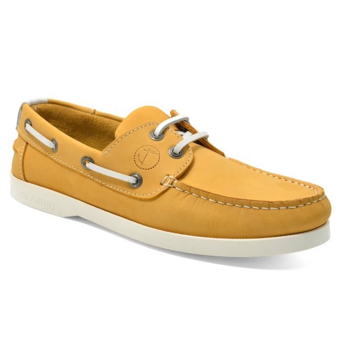 Chaussures Bateau Femme Seajure Qarraba Cuir Nubuck Jaune Qualite Premium
