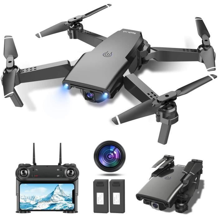 tech rc Drone avec Caméra 720P, Drone Caméra Temps de Vol de 20 Minutes,  360°Flips, avec 2 Batteries Rechargeables, Mode sans Tête, Maintien de