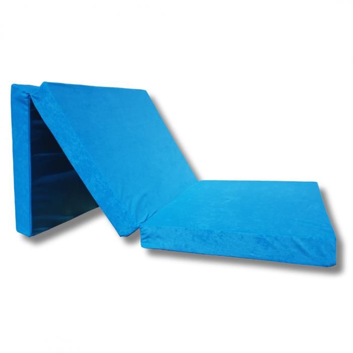 matelas lit futon pliable pliant - natalia spzoo - bleu - mousse polyuréthane - 1 personne