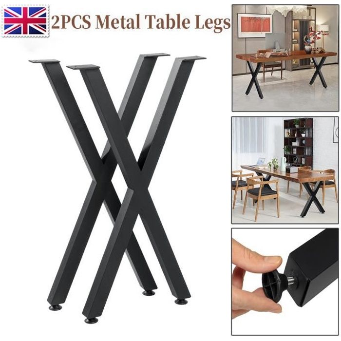 Royal K 2x Pied De Table Metal Forme X Industrie Avec Protecteur De Sol Cafe Bureau Diy Cdiscount Bricolage