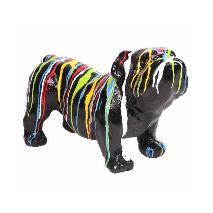 Statue Chien Bouledogue Anglais En Résine 31 Cm | Multicolore | Décoration Vidal