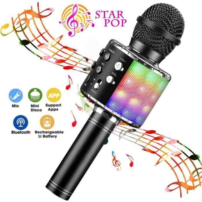 Microphone Karaoké Bluetooth 5.0 Double UHF Sans Fil - Set Mixeur Avec 2 Micros, Système EU