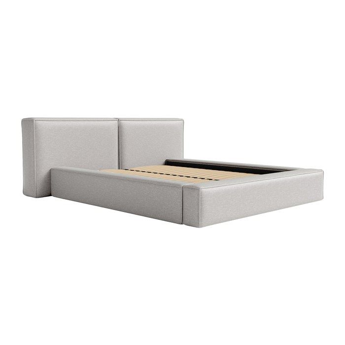 Lit coffre 160 x 200 cm - Tissu - Gris clair - TIMANO