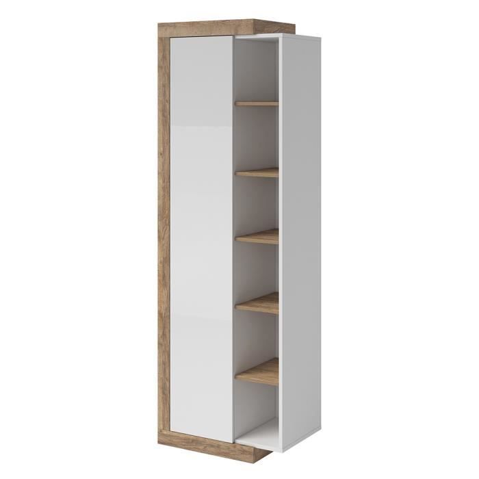 Vitrine design chêne et blanc brillant - PRICE FACTORY - Collection SINATRA - 1 porte - 200 cm Vitrine design chêne et blanc brillant - PRICE FACTORY - Collection SINATRA - 1 porte - 200 cm
