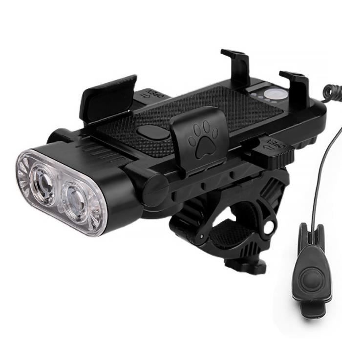 Eclairage vélo,Phare de vélo avec support de téléphone et klaxon 130 décibels