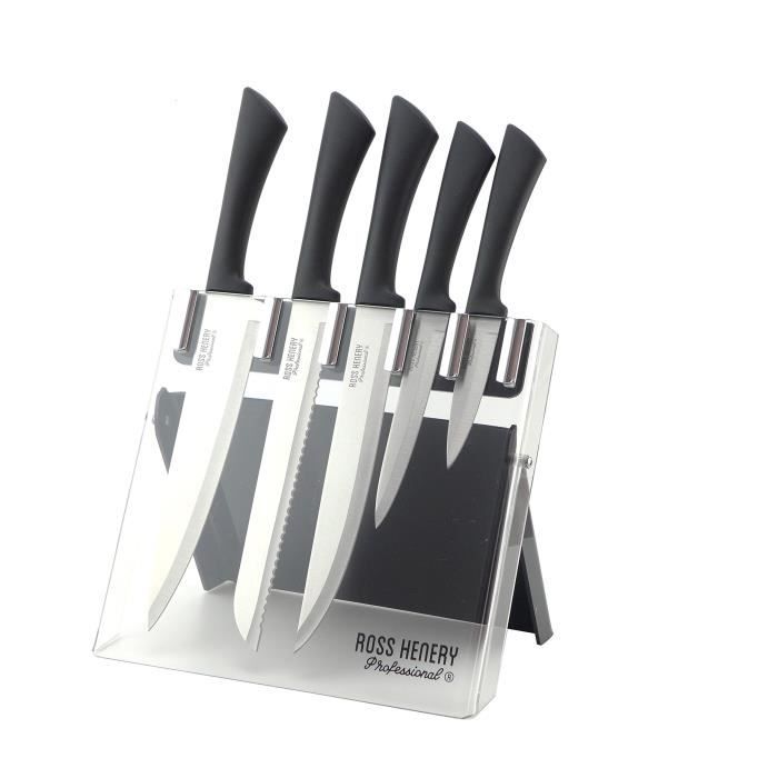 Ross Henery Professional Lot De 5 Couteaux De Cuisine De Qualite Superieure En Acier Inoxydable Avec Bloc Achat Vente Couteau De Cuisine Ross Henery Professional 4284 Cdiscount
