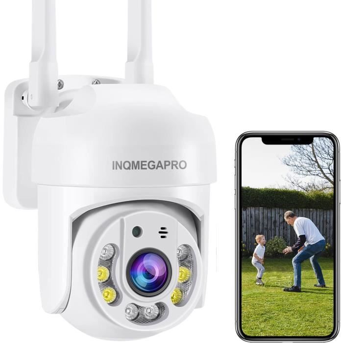 Codnida Camera Surveillance WiFi Exterieure Sans Fil, 360° PTZ Caméra Avec Enregistrement 24/7