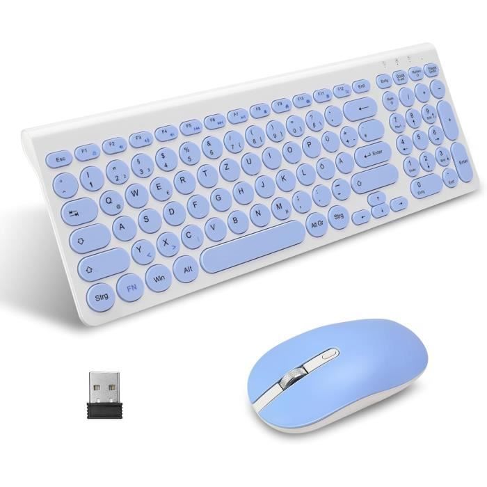 Clavier & Souris Ergonomiques Sans Fil AZERTY Français - Silencieux & Portable