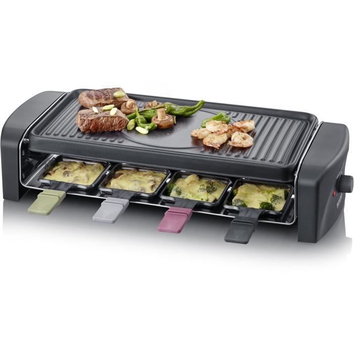 SEVERIN RG9646 Appareil à raclette 8 personnes 1 400 W - Plaque de cuisson rainurée et lisse 41,5 x 