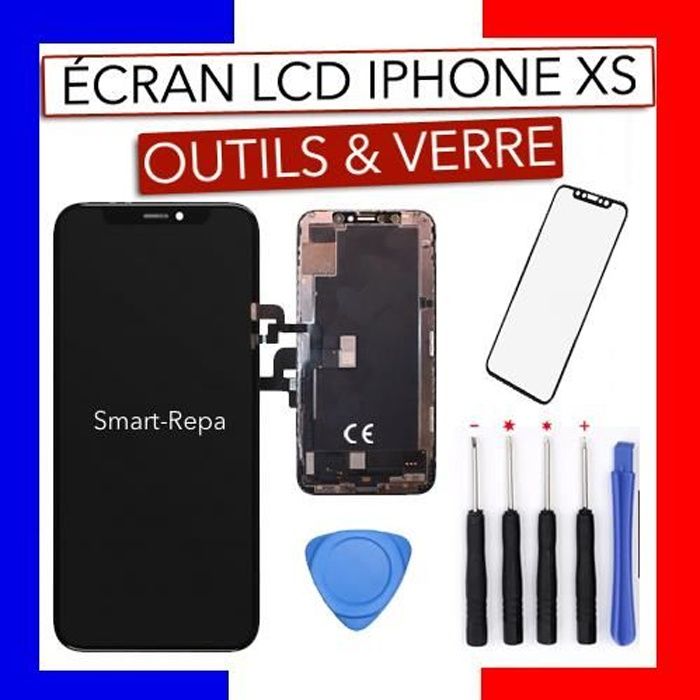 Ecran LCD Iphone XS qualité originale + kit outils + verre trempé