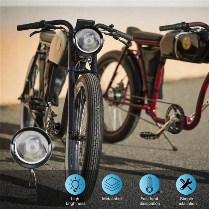 Phare Avant Rétro Vélo LED Super Léger Vintage Avec Visière - Éclairage Puissant Pour Cyclisme De Nuit