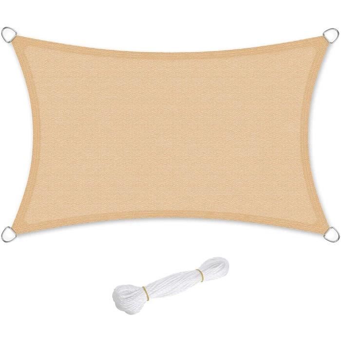 Voile D’ombrage 3,5 X 4 M – Taux D’ombrage 90 % | Respirante Et Perméable – Protection UV | Avec œillets Et Cordes De Fixation