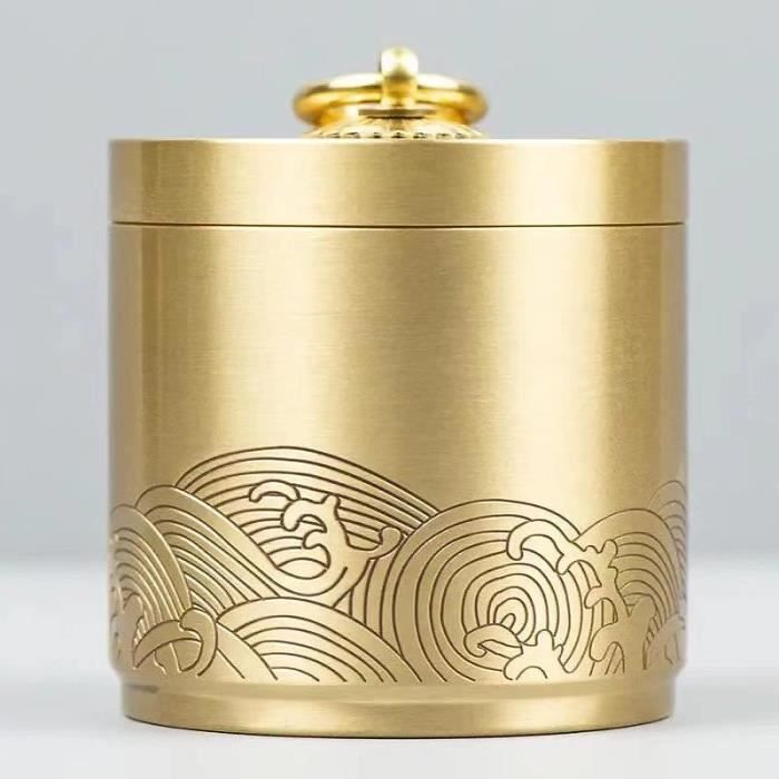 Cendrier De Table Rond à Clapet En Laiton Massif Doré - Diamètre 10 Cm - Thème Marin Ancre - Pour Intérieur, Bar, Restaurant