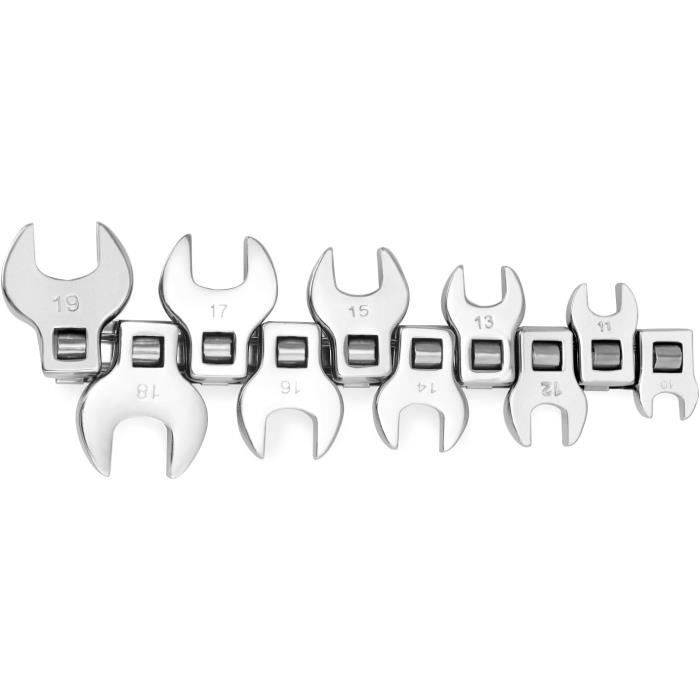 Jeu De 10 Clés à Fourche QWORK 3/8" - 10 à 19 Mm | Acier Chrome Vanadium | Pour Usage Professionnel