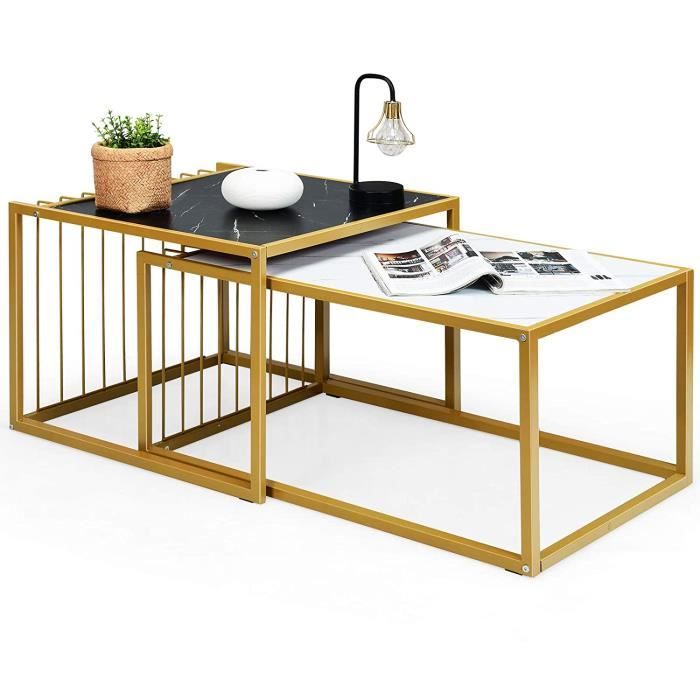 Lot De 3 Tables Gigognes – Design Bois Rustique & Pieds Acier – Pour Salon, Canapé, Chambre