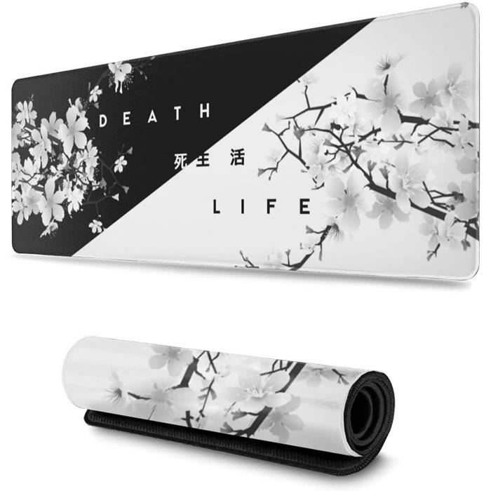 Grand tapis de souris de jeu japonais en fleur de cerisier noir et blanc XL  avec bords cousus et base en caoutchouc antidérapant102 - Cdiscount  Informatique