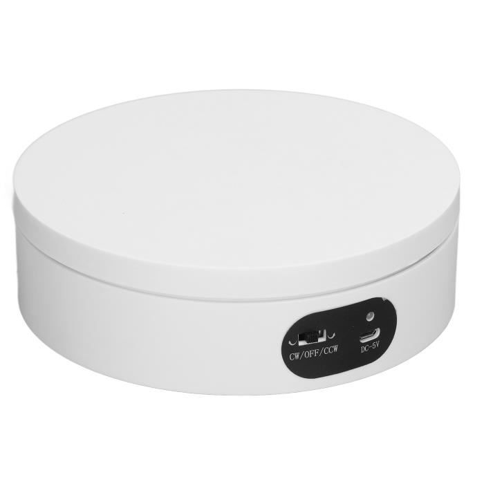 PrimeMatik Plateau Tournant Électrique 35 Cm Blanc - Support Rotation 360° 40 Kg