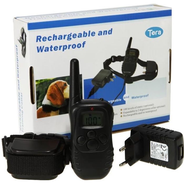 Meilleurs prix pour Tera Collier De Dressage Électrique Rechargeable Étanche Télécommandé Sans Fil À Portée De 300 Mètres Pour Entraîner Chien