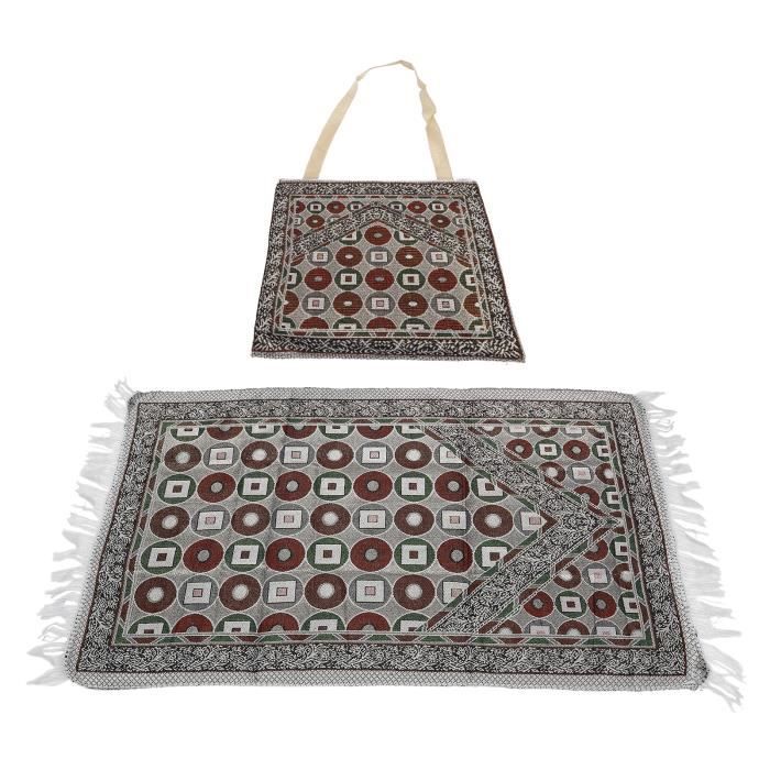 Détente Jardin Plage Tapis D'Assise Avec Dossier Mussalla - 110x55cm - Tapis De Prière Avec Sac De Transport - Noir Tapis De Priere Musulman Pliable