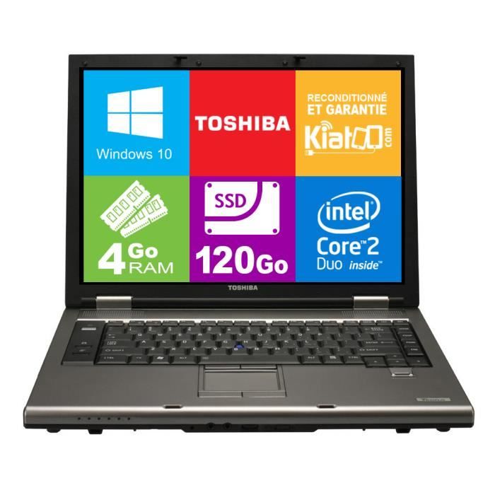  PC Portable ordinateur portable 15 pouces TOSHIBA TECRA A9 core 2 duo,4 go ram 120 go ssd disque dur,windows 10 pas cher