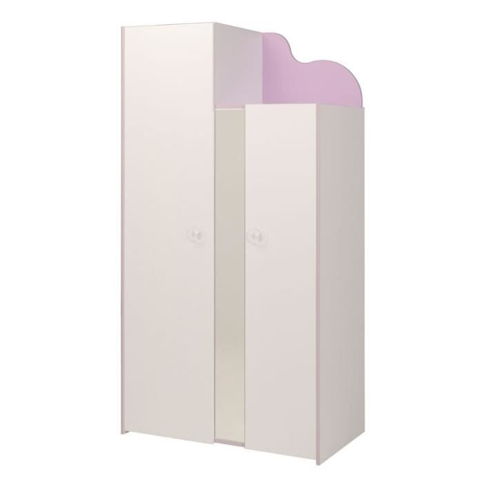 Armoire 2 portes Blanc/Lilas LADY Cdiscount Maison