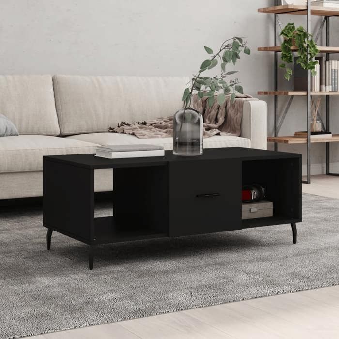 vidaXL Table basse noir 102x50x40 cm bois dingénierie 829317