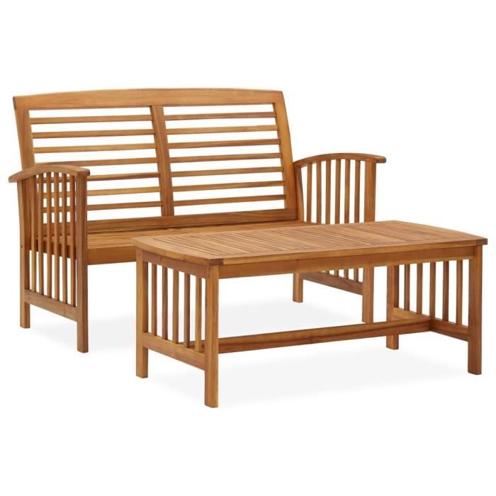 vidaXL Salon de Jardin 2 pcs Bois d'Acacia - vue 9