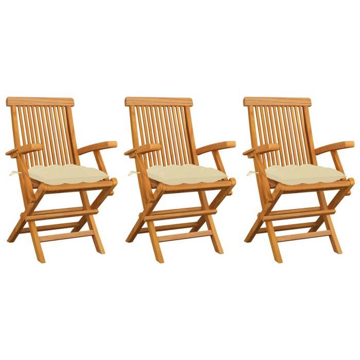 vidaXL Chaises de jardin avec coussins Crème