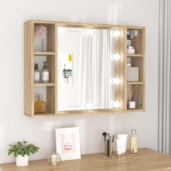 vidaXL Armoire de miroir avec LED Chêne sonoma 76x15x55 cm 808858