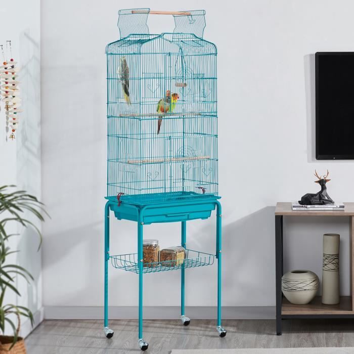 Meilleurs prix pour Yaheetech Cage Oiseau Equipées Perchoirs Balançoire Bol d'alimentation 46 x 35 x 162.5 cm avec Support Détachable