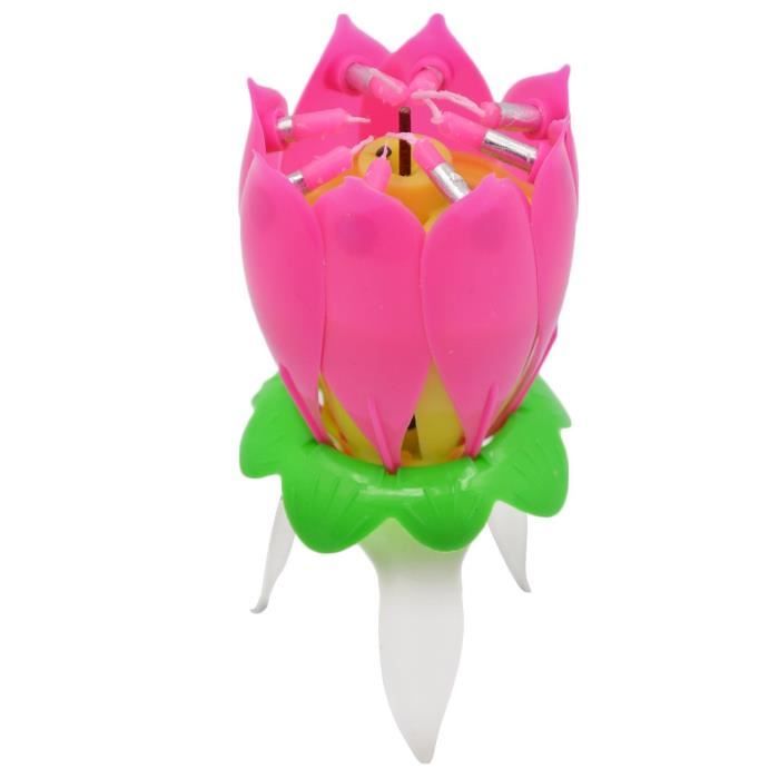 Magique Bougie A Musique Forme Lotus Fleur Rotatif Joyeux Anniversaire Non Toxique Fete Jetable Rose Xy Fr Cdiscount Maison