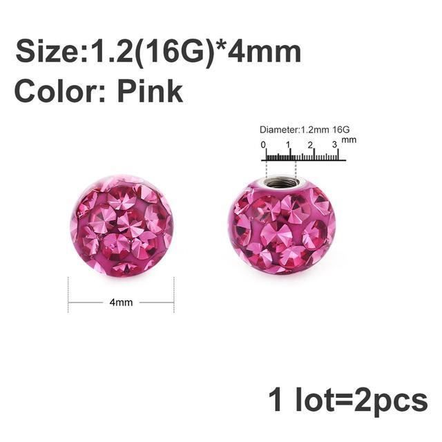 Piercing au nez,2pcs 4mm PinkBoule de Piercing en cristal époxy, 2 pièceslot, 468mm, pour