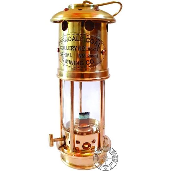 Lanterne De Bateau à Pétrole En Laiton Et Acier. H. 43 Cm (Manque Le