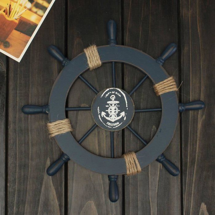 Décoration Murale Bateau Volant En Bois - Style Nautique Méditerranéen Pour Salon, Café Ou Restaurant - Bleu