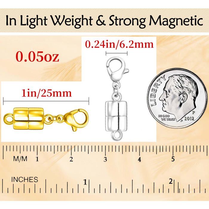 12 Fermoirs Magnétiques Pour Collier Et Bracelet - Mousqueton Aimanté Or Et Argent