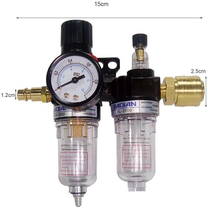 Régulateur de filtre de compresseur d'air 1/4 « avec jauge de pression d'eau  Moisture Trap Outil de filtre à air et