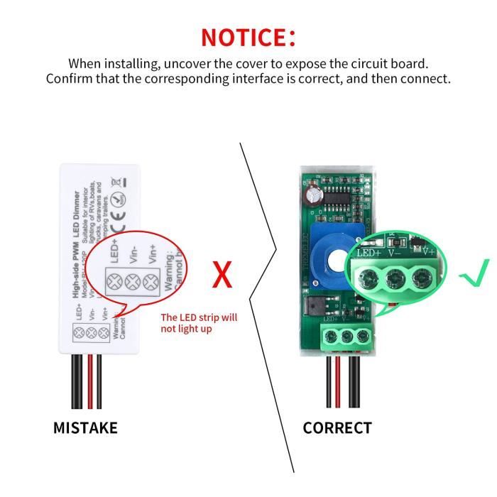 Interrupteur rotatif de remplacement de variateur led Dc 12-24v 8a  Interrupteur de gradation en continu