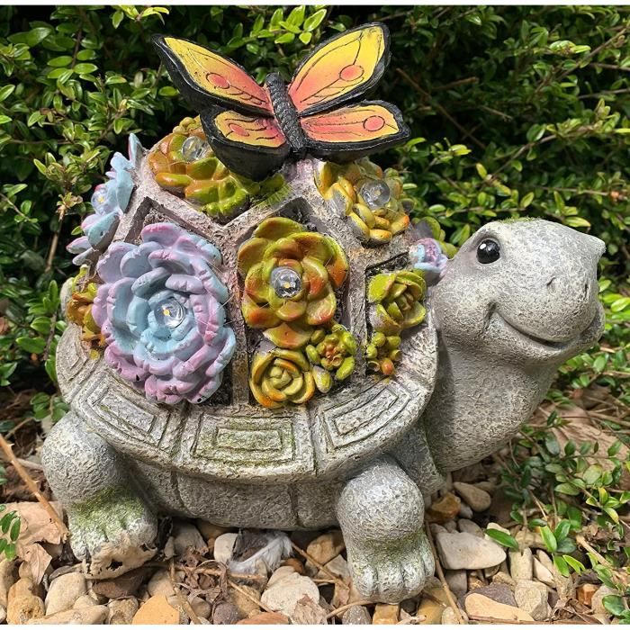 FORUP Statue de jardin en forme de tortue en résine avec lumières LED  solaires pour décoration de jardin : : Terrasse et Jardin