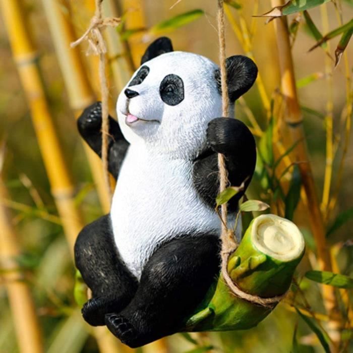 Panda Figurine Résine Swing Animal Statue Sculpture Micro Jardin