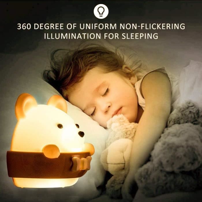 Fiorky Jolie veilleuse pour enfants, rechargeable par USB lumières LED en  silicone, 3 niveaux à intensité variable, veilleuse douce pour bébé, lampe  de chevet pour chambre d'enfant, cadeaux décoratifs : : Luminaires