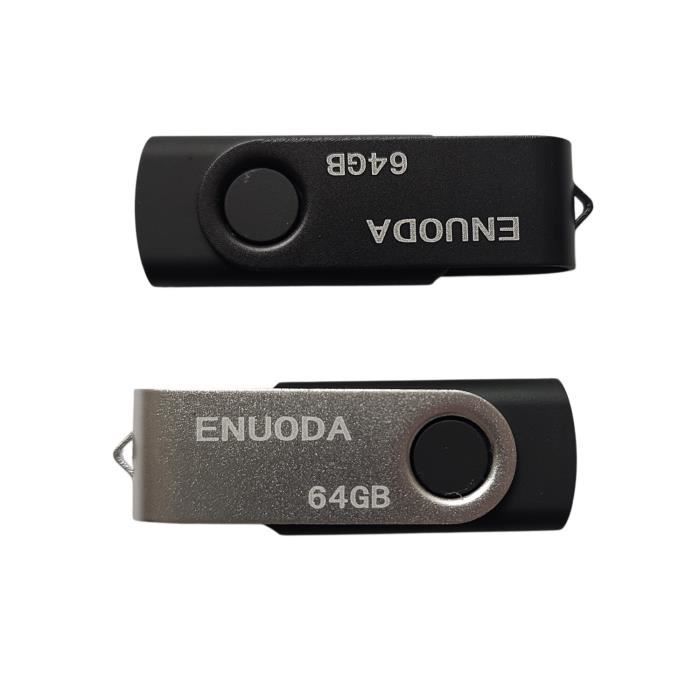 Lot de 2 Clé USB 64 Go ENUODA USB 2.0 Coloris noir & gris au meilleur prix