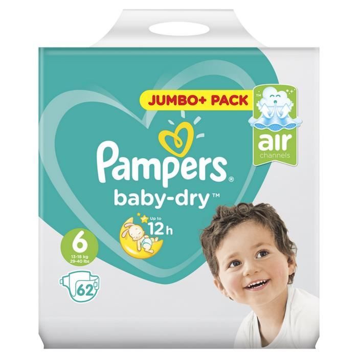 PAMPERS Baby-dry Couches taille 6 (13 à 18kg) 70 couches pas cher