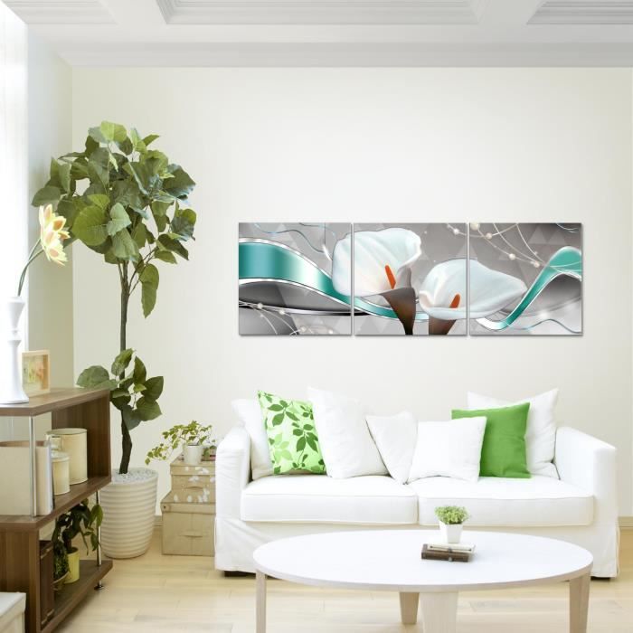 Runa Art Quadro Moderno Fiori Calla - Stampa Su Tela Non Tessuta - Astratto Beige E Grigio 205915c - Made In Germany